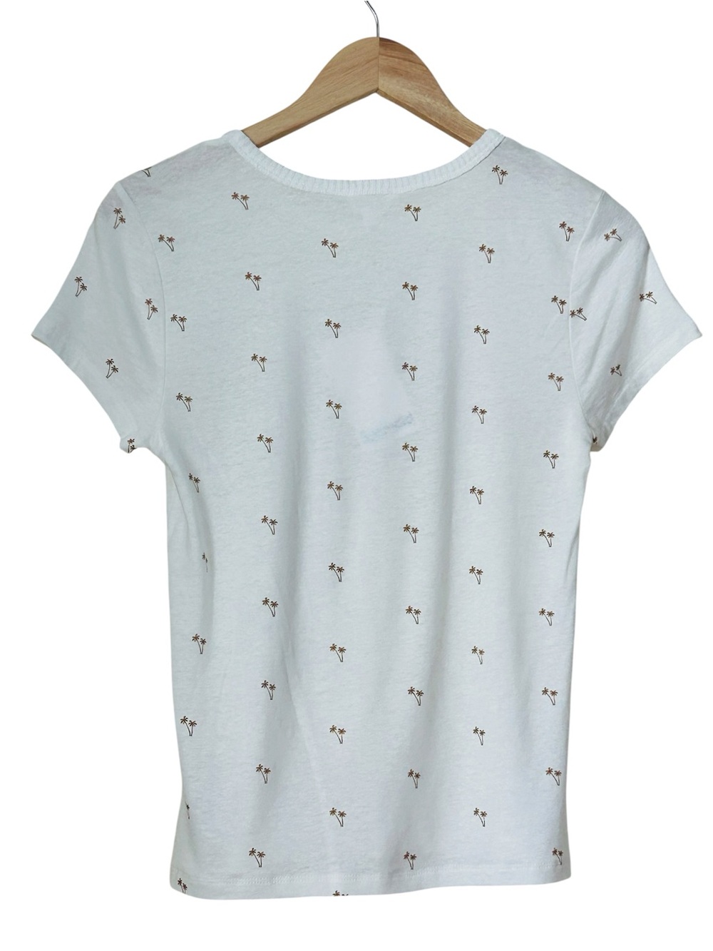 Splendid Light Cream or Off White Palm-Embroidered Short Sleeve Top Sz M - Picture 4 of 11